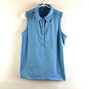 Renwick Golf Sleeveless Top Polo Striped Women's Size M Blue Outdoor Pickleball